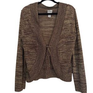 Chico's Women Sweater Sz XL-3-16 Odessa  Bronze Metallic Retro Preppy City Party